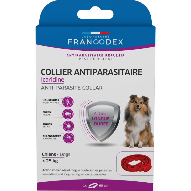 Collier Antiparasitaire Icaridine rouge pour chien
