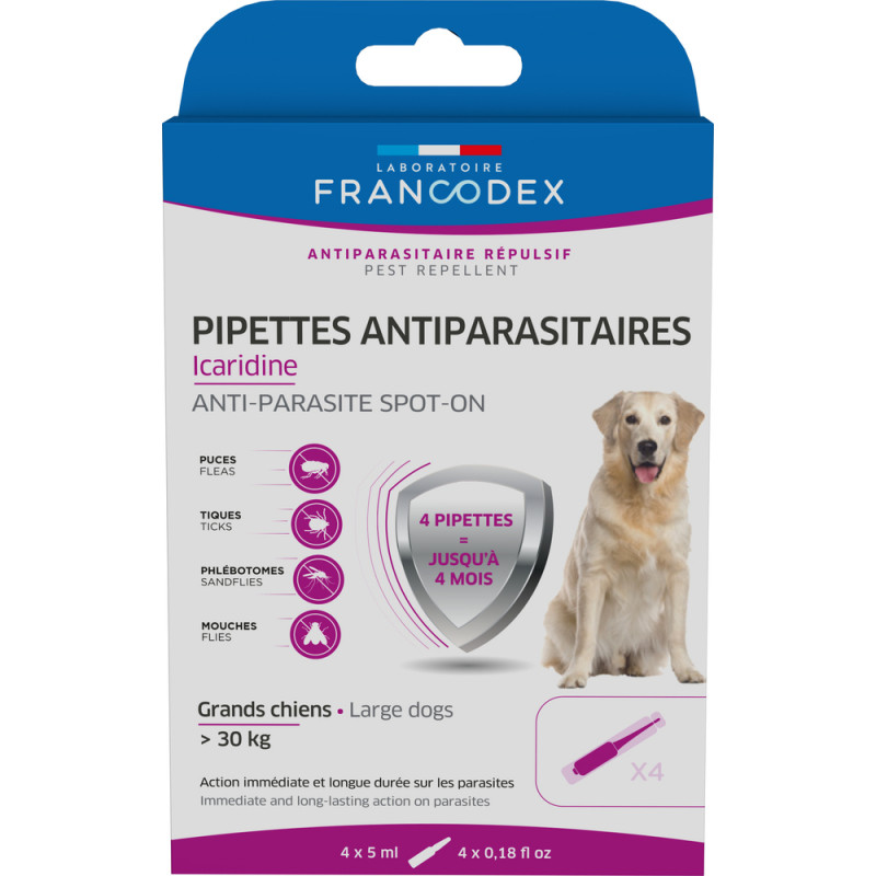Pipettes antiparasitaires Icaridine - grand chien