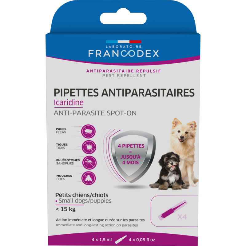 Pipettes antiparasitaires Icaridine - petit chien/