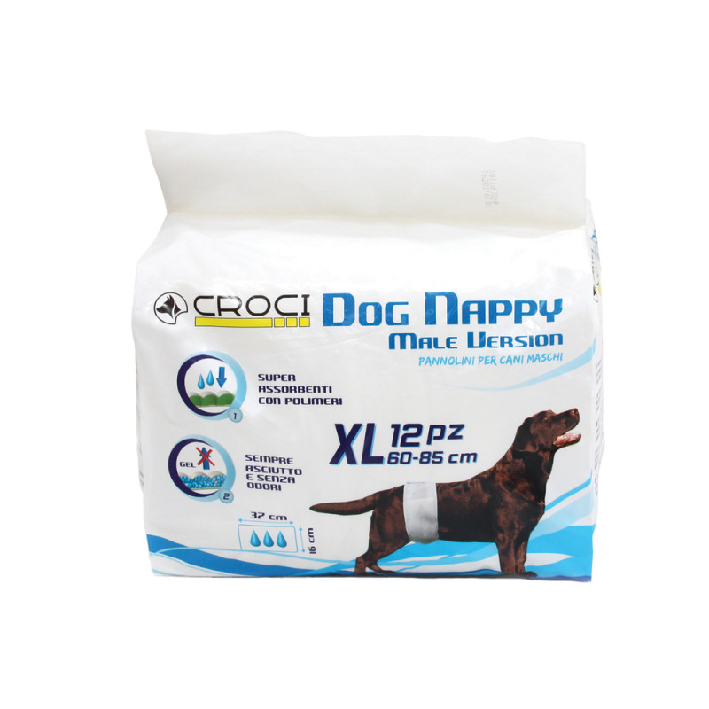 Couche ''Bande'' pour chien mâle XL 60/85cm - x12