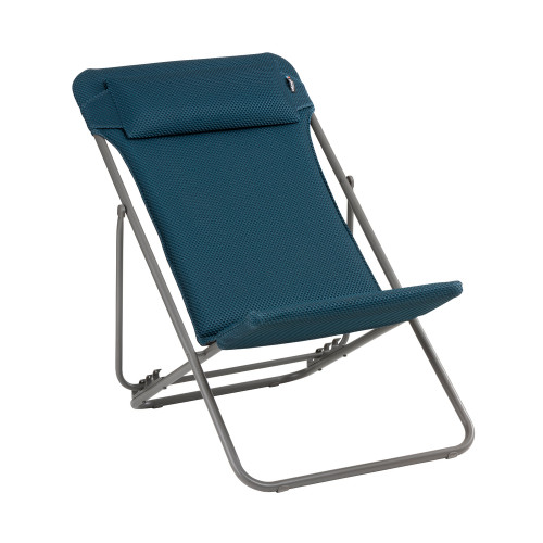 Maxi transat en acier et toile BeComfort bleu encr