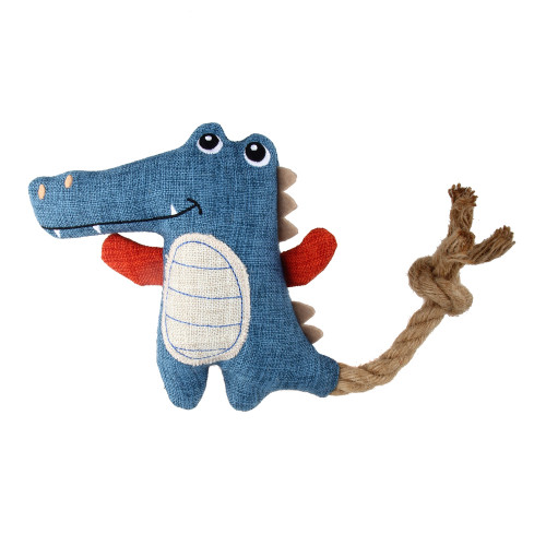 Jouet pour chien : peluche crocodile avec corde -