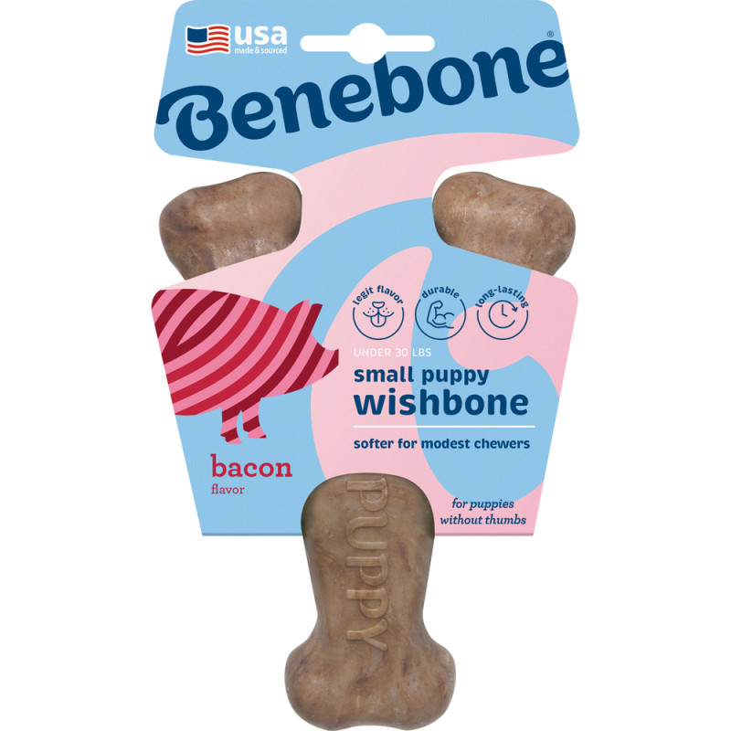 Jouet pour chiot, dental wishbone bacon S