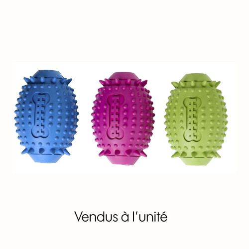 Jouet pour chien soft rubber rugby 12cm (3 coloris