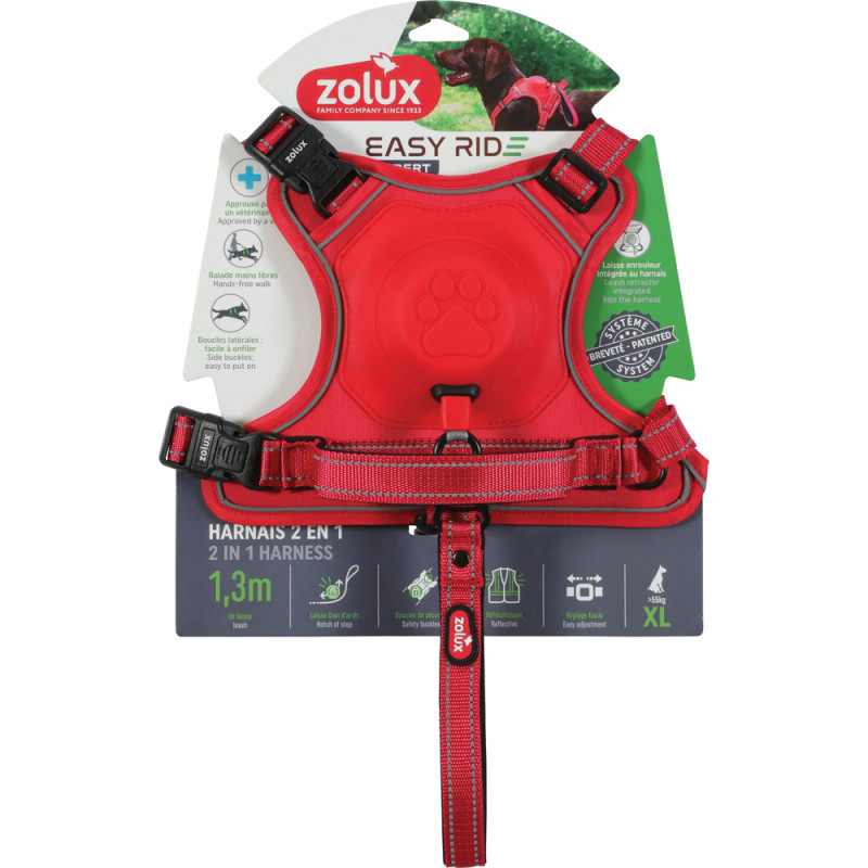 Harnais Easyride pour chien, coloris rouge - taill
