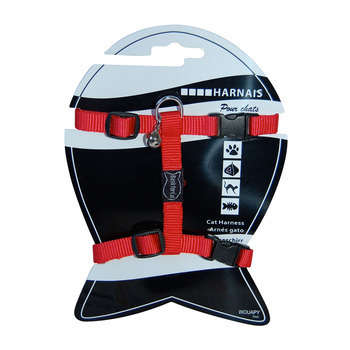 Harnais chat Basic Line : Nylon, Rouge