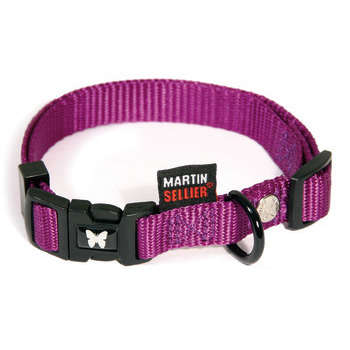 Collier chien réglable : nylon, mauve, 2x55cm