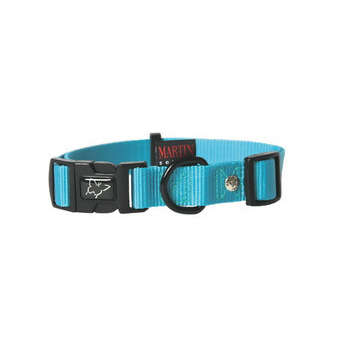 Collier chien réglable: nylon turquoise, 55cm