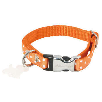 Collier petit chien pois S: nylon orange 33cm