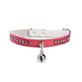 Collier chien Éclat : cuir rose