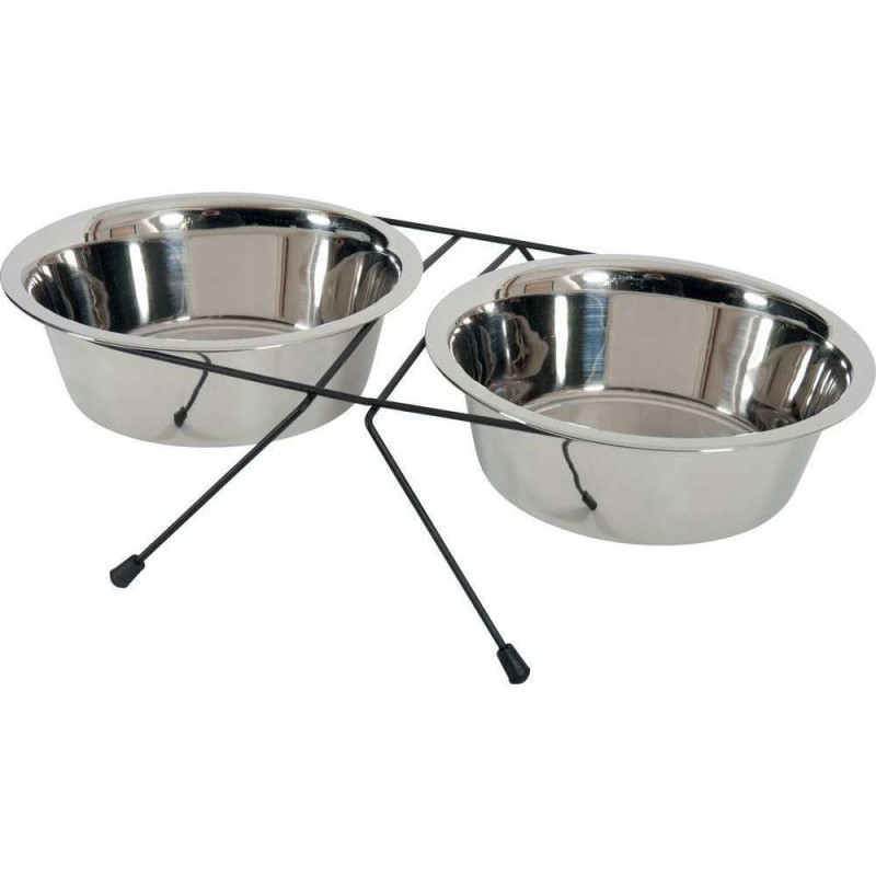 Support + 2 Bols Inox 1. 3L