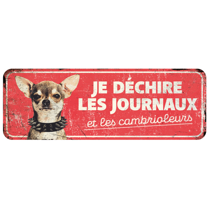 Panneau d'avertissement chihuahua fr. 40x13x0,3cm