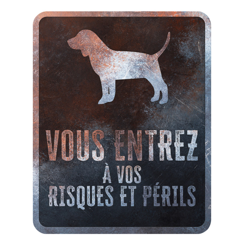 Panneau d'avertissement Beagle Français 25x20x0,3c