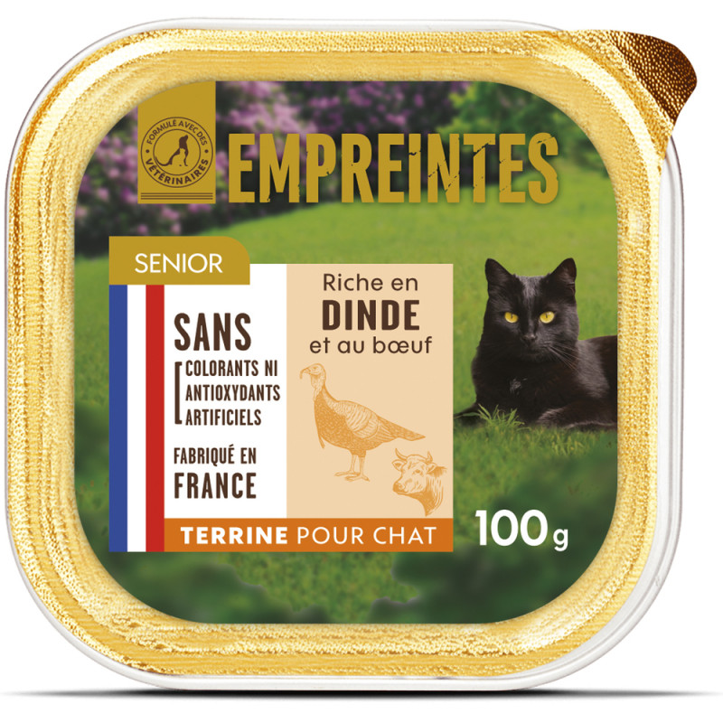 Terrine riche en dinde et au buf pour chat senior