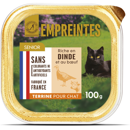 Terrine riche en dinde et au buf pour chat senior