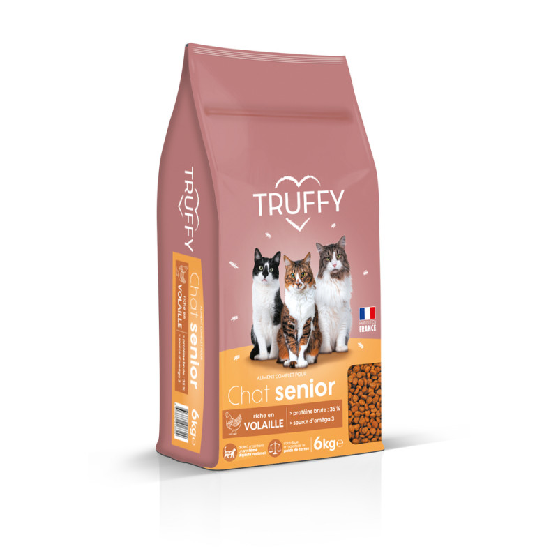 Croquettes riches en volaille pour chat senior 6kg