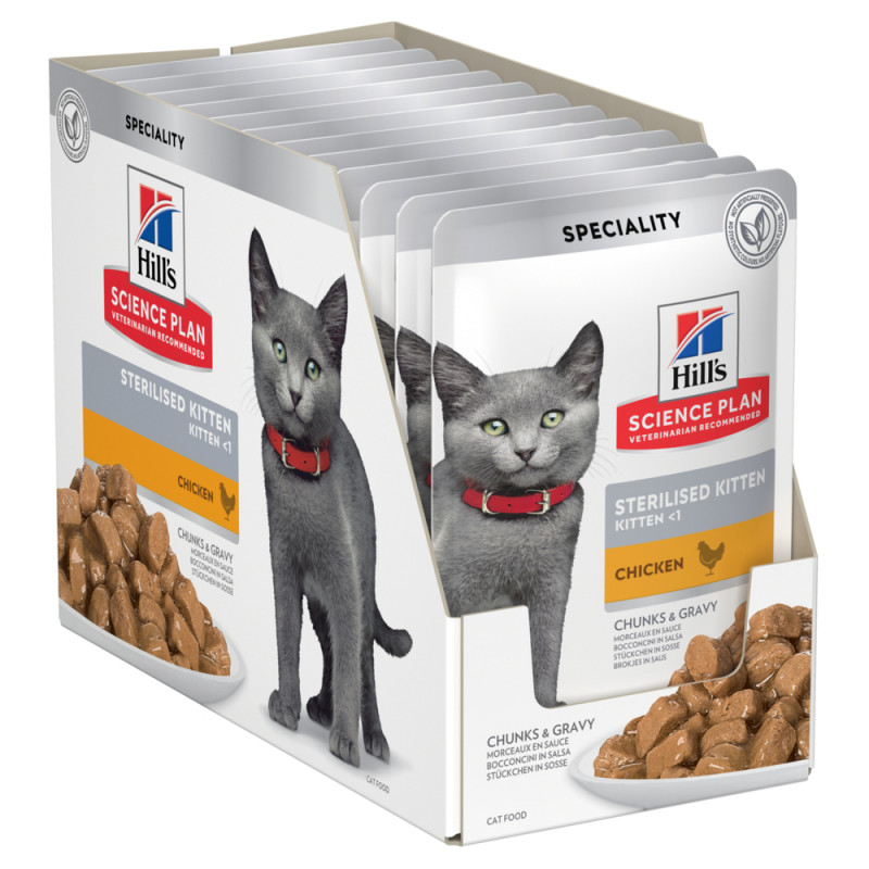 Pack sachets repas pour chaton stérilisé, au poule