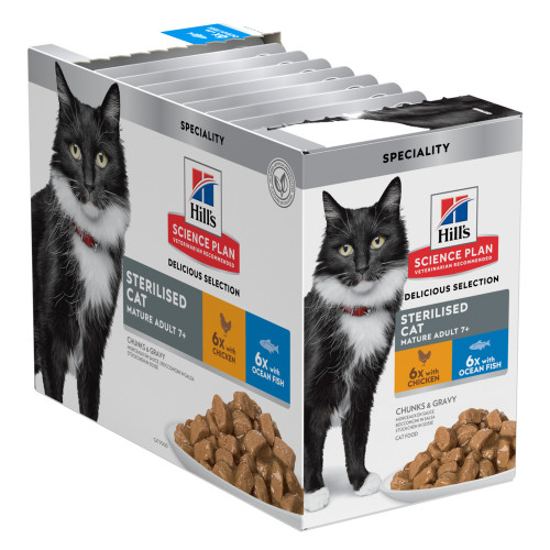 Pack sachets repas pour chat senior stérilisé, au