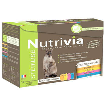 Nutrivia chat adulte stérilisé : 12 sachets aux vi