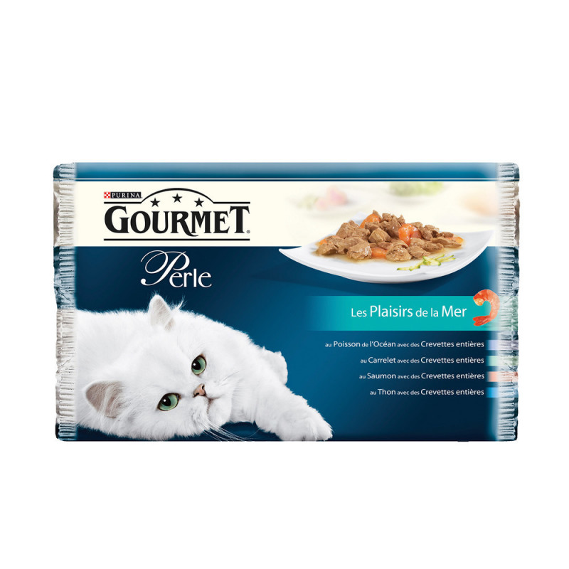 Repas pour chat adulte : 4x85gr, crevettes