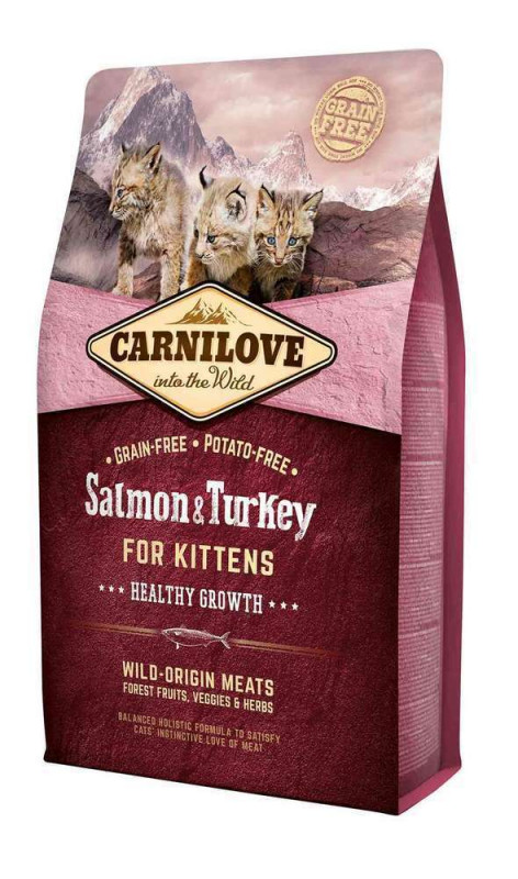 Croquettes Carnilove saumon/dinde pour chaton en s