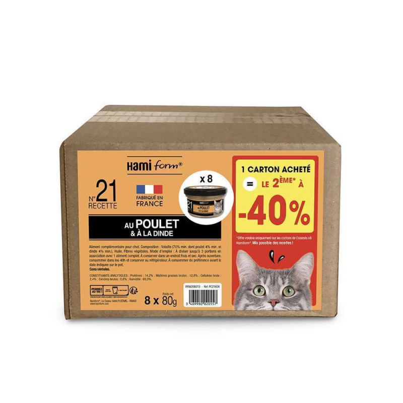 Pâtées cuisinées n°21 poulet/dinde - 8x80g