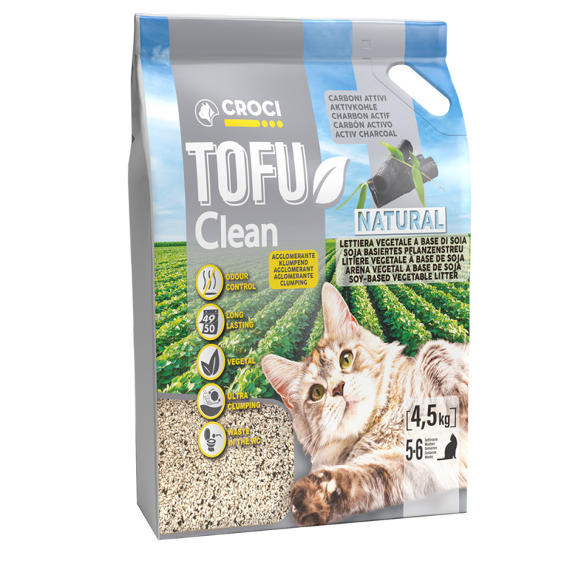 Litière végétale pour chat : Tofu clean, soja & ch
