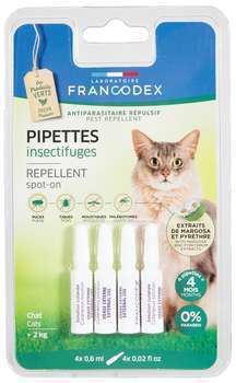 Pipettes antiparasitaires pour chat, x4