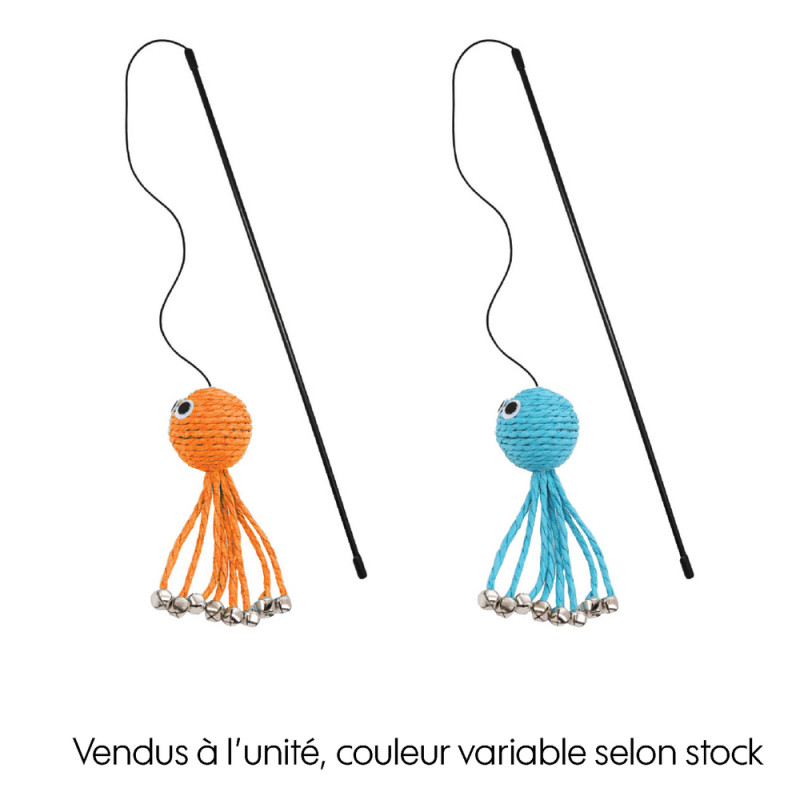 Canne à pêche pieuvre et clochettes pour chat - 2