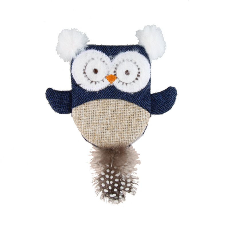 Jouet pour chat : chouette à plumes, coloris bleu