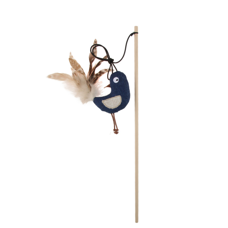 Jouet pour chat : canne à pêche avec oiseau, color