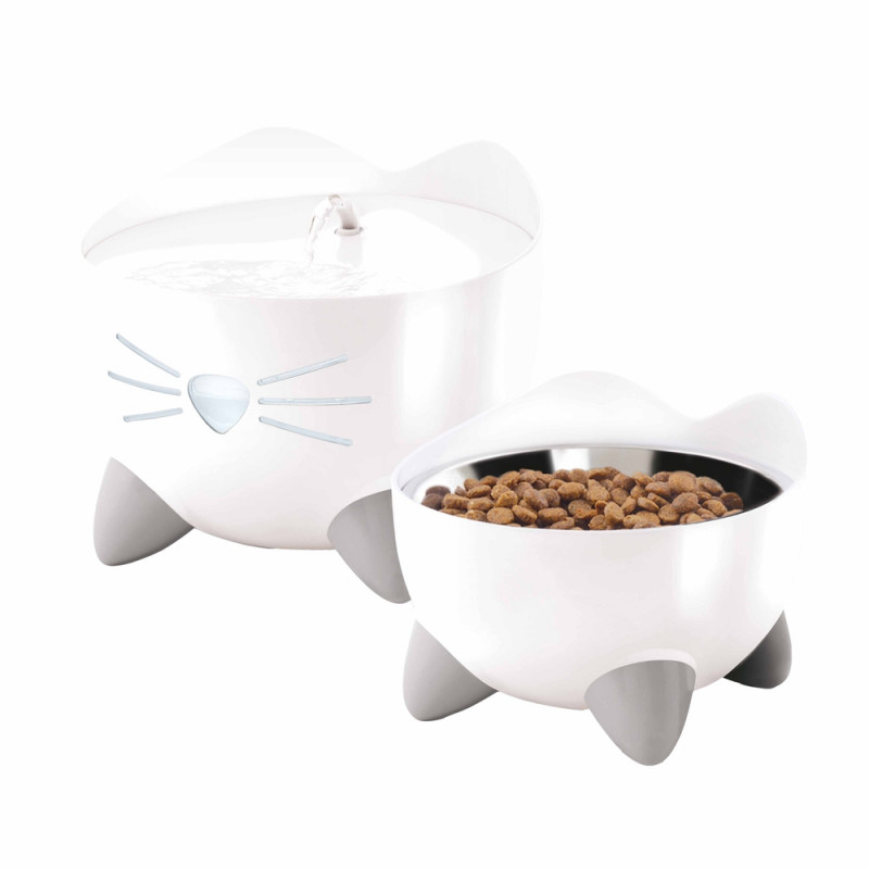 Fontaine à eau combo kit 2L-200ml-20x20x17cm blanc