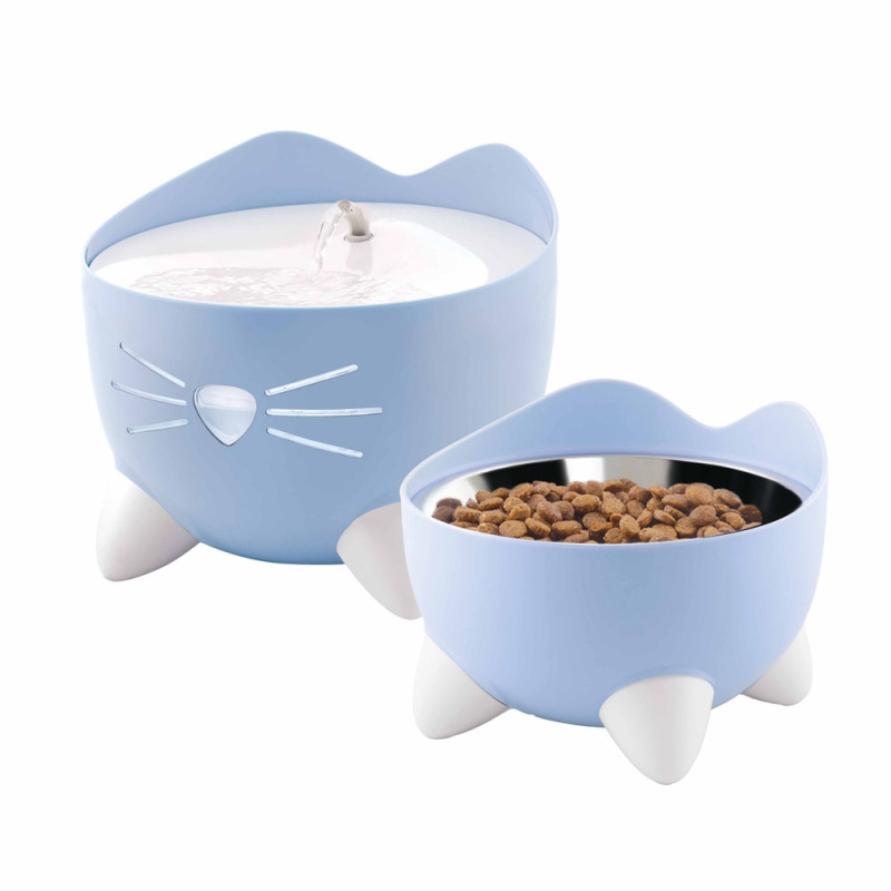 Kit fontaine à eau bleue Pixi pour chat, gamelle e