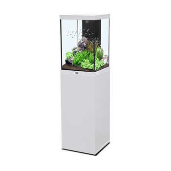 Aquarium avec meuble eau douce en bois blanc - 96