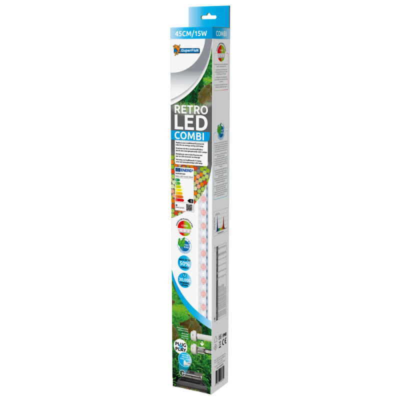 Éclairage Retro Led combi T8/T5 - 15w 45cm pour aq