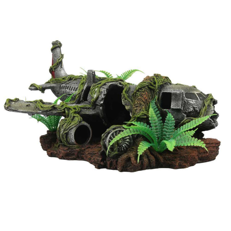 Décor Terrarium épave d'avion jungle