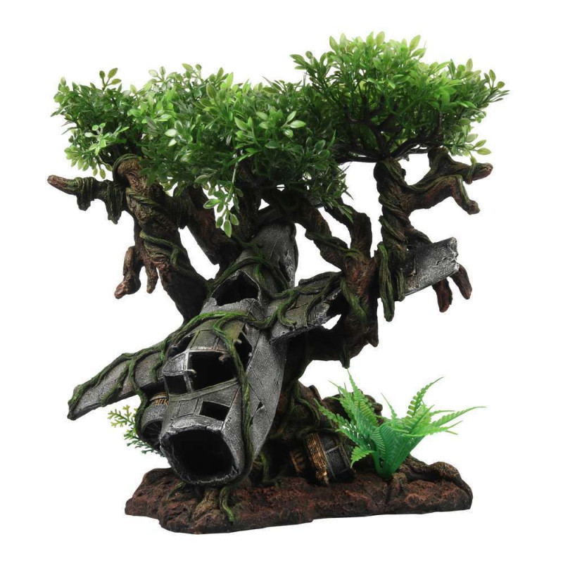 Décor Terrarium épave d' avion arbre