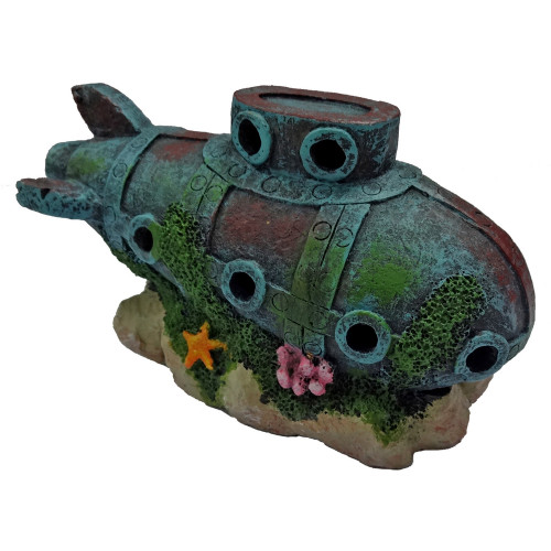 Décoration d'aquarium : sous-marin en résine - H.