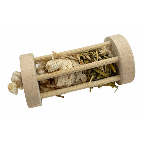 Jouet cage roller avec herbes pour petits mammifèr