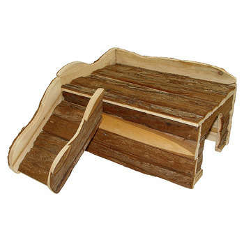 Maison en bois avec rampe pour hamster et souris :