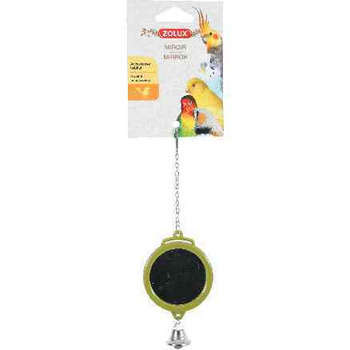 Jouet à suspendre miroir rond et cloche pour oisea