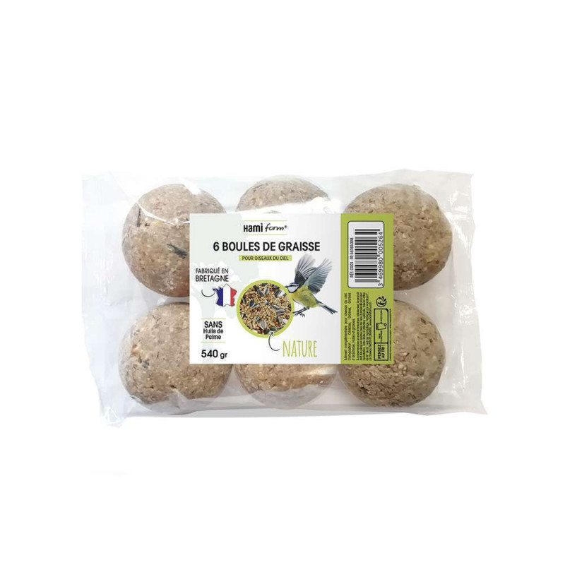 Boules de graisse nature pour oiseaux du ciel x6