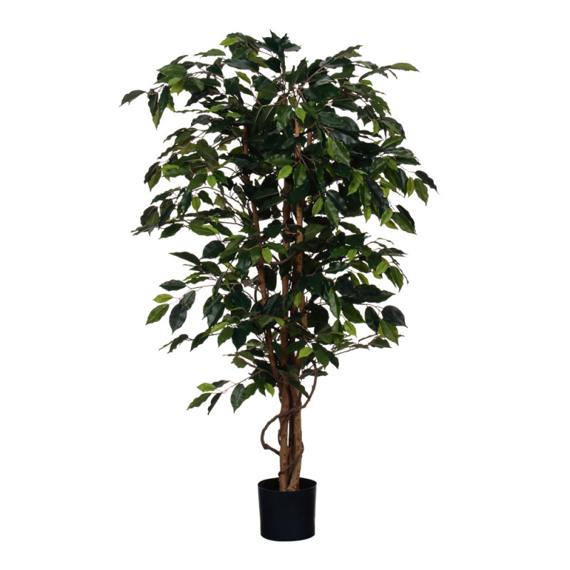 Plante artificielle en pot 'Ficus', coloris vert -