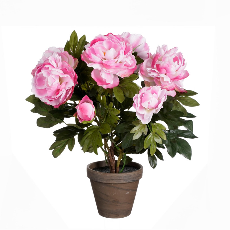 Plante artificielle en pot 'Pivoine', coloris rose