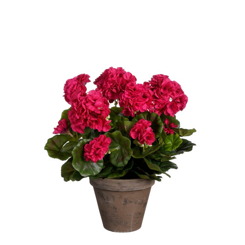 Plante artificielle en pot 'Geranium', coloris ros