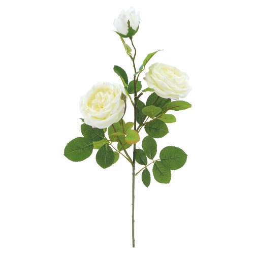 Fleur artificielle tige de rose coloris blanc H. 7