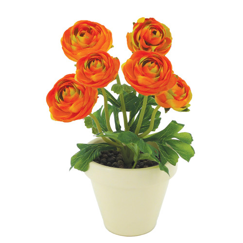 Fleurs artificielles - renoncules oranges en pot t
