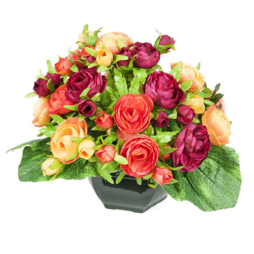 Fleurs artificielles - coupe florale renoncules or