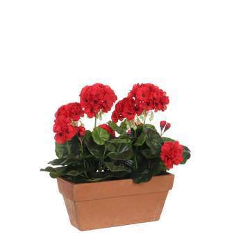 Plante artificielle : Jardinière géranium rouge 29