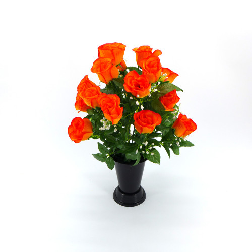 Fleurs artificielles - bouquet funéraire orange av